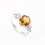 Natural Yellow Citrine Hexagon Boho Ring 925 Sterling Silver November Birthstone Ring