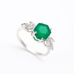 Natural Green Onyx Hexagon Healing Crystal Ring 925 Sterling Silver Ring For Women