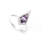 Natural Rainbow Fluorite Kite Solitaire Ring 925 Sterling Silver Engagement Jewelry