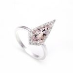 Natural Pink Dot Quartz Kite Birthstone Ring 925 Sterling Silver Jewelry Birthday Gift
