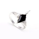 Natural Black Onyx Kite Handmade Ring 925 Sterling Silver Birthstone Jewelry