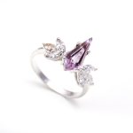 Natural Pink Amethyst Kite Statement Ring 925 Sterling Silver Wedding Jewelry
