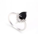 Natural Black Onyx Pear Shape Ring 925 Sterling Silver Boho Ring Wedding Gift