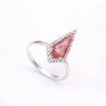 Natural Red Strawberry Kite Birthstone Ring 925 Sterling Silver Vintage Jewelry