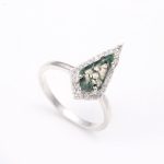 Natural Moss Agate Kite Anniversary Ring 925 Sterling Silver Prefect Birthday Gift