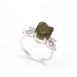 Natural Moldavite Hexagon Dainty Ring 925 Sterling Silver Jewelry Anniversary Gift