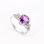 Natural Pink Amethyst Hexagon Engagement Ring 925 Sterling Silver Boho Jewelry