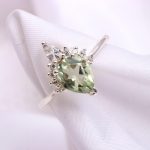 Natural  Green Amethyst Pear Bohemian Ring 925 Sterling Silver Propose Ring