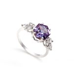 Alexandrite Hexagon Engagement Ring 925 Sterling Silver Purple Gemstone Ring