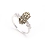 Natural Pyrite  Elongated Hexagon Wedding Ring 925 Sterling Silver Crystal Jewelry