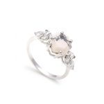 Natural Howlite Hexagon Vintage Crystal Ring 925 Sterling Silver Bohemian Jewelry