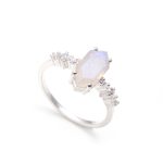 Natural Rainbow Moonstone Hexagon Ring 925 Sterling Silver Prefect Ring For Bridesmaids