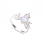 Natural Moonstone Kite Handmade Ring Solid Silver Unique Wedding Ring For Women