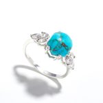 Natural Oyster Turquoise Hexagon Gemstone Ring 925 Sterling Silver Vintage Jewelry