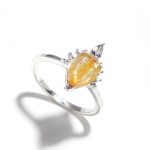 Natural Golden Rutile Pear Shape Ring 925 Sterling Silver Solitaire Anniversary Ring