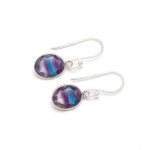 Natural Rainbow Fluorite Oval Shape Dangle Earrings 925 Sterling Silver Jewelry For Wife