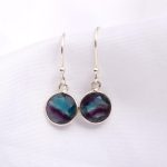 Natural Fluorite Round Statement Earrings For Wife 925 Sterling Silver Unique Jewelry