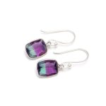 Natural Fluorite Cushion Lightweight Earrings Solid Silver Handmade Dangle Earring