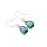Natural Fluorite Pear Shape Dainty Earrings 925 Sterling Silver Beautiful Jewelry For Love