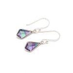 Natural Fluorite Kite Gemstone Dangle Earrings 925 Sterling Silver Jewelry Gift For Her