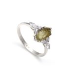 Natural Moldavite Marquise Shape Ring 925 Sterling Silver Healing Meteorite Ring