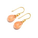 Natural Monalisa Quartz Teardrop Dangle Earrings 14k Gold Wedding Jewelry Birthday Gift