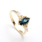 Natural London Blue Topaz Marquise Anniversary Ring 14K Gold Jewelry For Bridesmaids