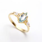 100% Natural Sky Blue Topaz Marquise Shape Wedding Ring 14K Gold Bridal Jewelry