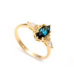 Natural London Blue Topaz Marquise Engagement Ring 14K Gold Healing Jewelry