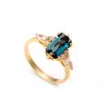 Natural London Blue Topaz Octagon Wedding Ring 14K Gold Healing Jewelry For Her