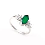 Natural Green Onyx Hexagon Solitaire Ring 925 Sterling Silver Anniversary Jewelry For Her
