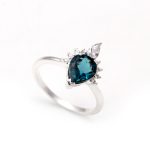 Natural London Blue Topaz Dainty Anniversary Ring 925 Sterling Silver Jewelry Wedding Gift