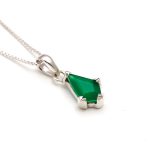 Natural Green Onyx Kite Pendant Necklace For Women 925 Sterling Silver Minimalist Jewelry