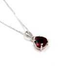Natural Red Garnet Heart Shape Necklace 925 Sterling Silver Statement Jewelry Birthday Gift