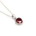100% Natural Garnet Heart Shape Pendant Necklace 925 Sterling Silver Anniversary Jewelry