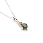 Natural Green Moss Agate Kite Charm Pendant 925 Sterling Silver Dainty Crystal Necklace
