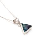 Natural Rainbow Fluorite Triangle Shape Necklace 925 Sterling Silver Jewelry Birthday Gift For Lover
