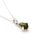 Genuine Moldavite Rough Gemstone Kite Pendant Necklace 925 Sterling Silver Dainty Jewelry