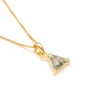 Natural Moss Agate Triangle Wedding Necklace 14K Gold Jewelry Engagement Gift