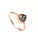 Natural Moss Agate Pear Shape Statement Ring Solid Silver Rose Gold Plated Wedding Jewelry