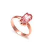 Natural Strawberry Quartz Hexagon Vintage Ring Solid Silver Rose Gold Plated Jewelry For Wife