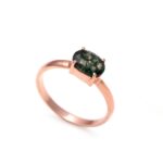 Natural Moss Agate Oval Statement Ring Solid Silver Rose Gold Plated Handmade Jewelry