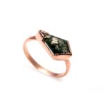 Natural Moss Agate Kite Handmade Ring Solid Silver Rose Gold Plated Boho Jewelry Gift For Men