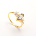 Natural Green Amethyst Hexagon Cut Wedding Ring For Her 14K Gold Statement Jewelry