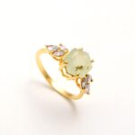Natural Prehnite Hexagon Anniversary Ring 14K Gold Designer Jewelry Wedding Gift