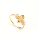 Natural Golden Rutile Quartz Hexagon Ring 14K Gold Elegant Jewelry Engagement Gift