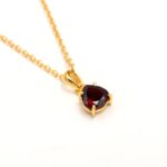 Natural Red Garnet Heart Dainty Necklace 14K Gold Wedding Jewelry Birthday Gift