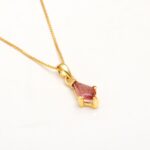 Natural Strawberry Quartz Kite Necklace 14K Gold Handmade Jewelry Birthday Gift