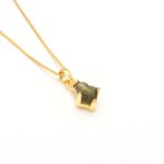 Natural Rough Moldavite Kite Chain Pendant 14K Gold Bohemian Jewelry Wedding Gift