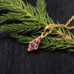 Natural Pink Topaz Kite Pendant Necklace 14K Gold Wedding Jewelry Gift For Lover